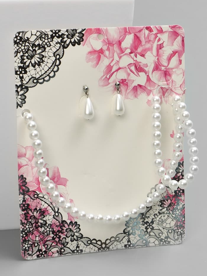 Набор 3 предмета: серьги, бусы, браслет «Классика», белый, 45 см