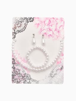 Набор 3 предмета: серьги, бусы, браслет «Классика», белый, 45 см