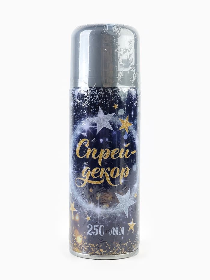 Спрей для новогоднего декора, блёстки, 250 мл, цвет серебряный