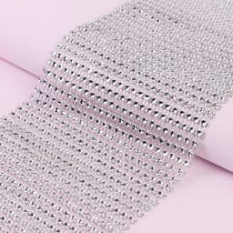 Лента с имитацией страз, 12 см, 9±1 м, цвет серебряный