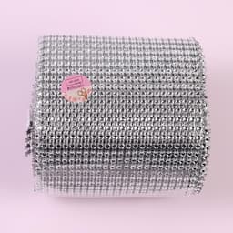 Лента с имитацией страз, 12 см, 9±1 м, цвет серебряный