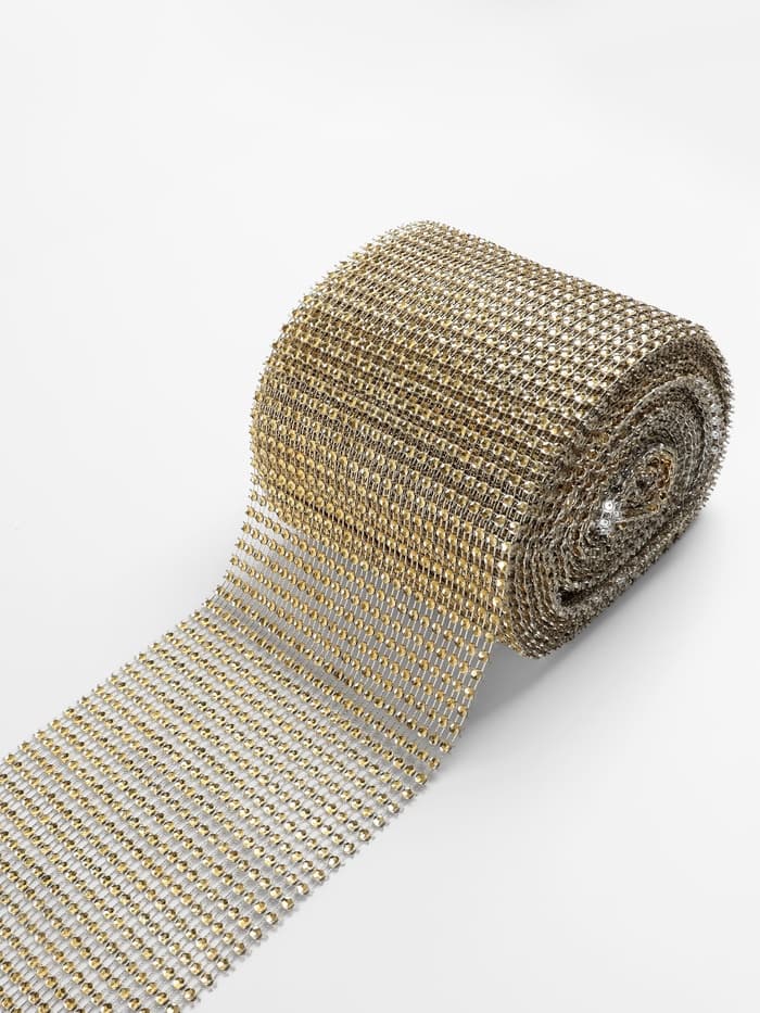 Лента с имитацией страз, 12 см, 9±1 м, цвет золотой