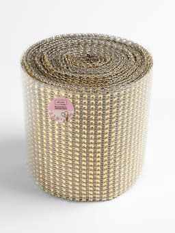 Лента с имитацией страз, 12 см, 9±1 м, цвет золотой