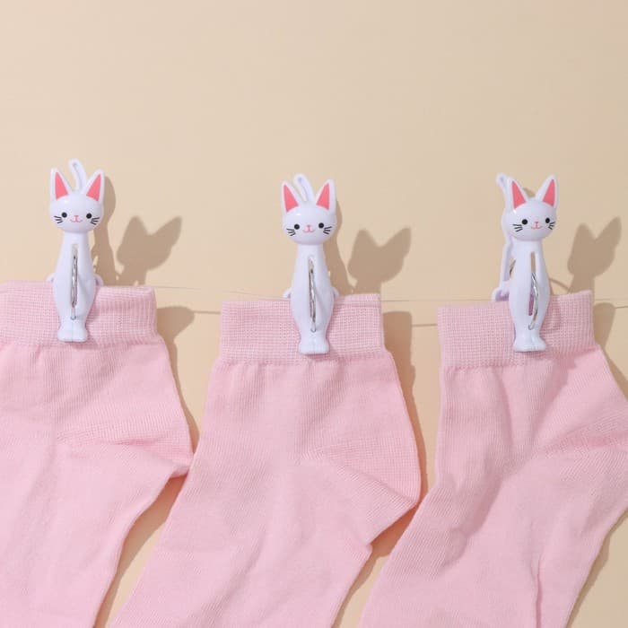 Прищепки для белья «Коты», 7×2×4 см, 4 шт., белые