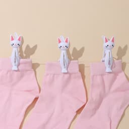 Прищепки для белья «Коты», 7×2×4 см, 4 шт., белые