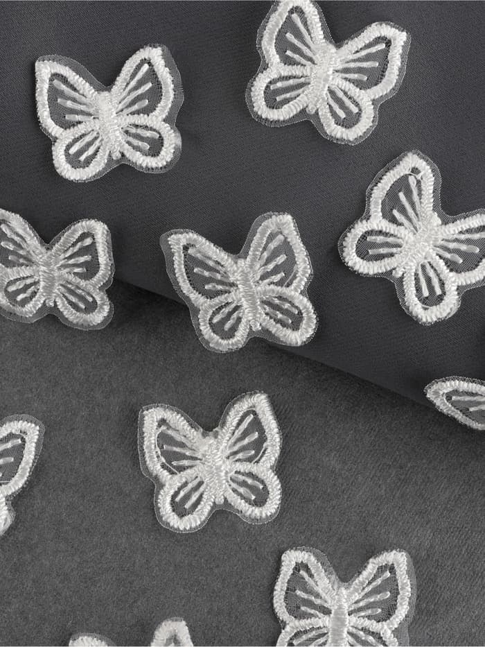 Аппликация для одежды «Бабочка», текстильная, 2.5×2.5 см, 10 шт., белая