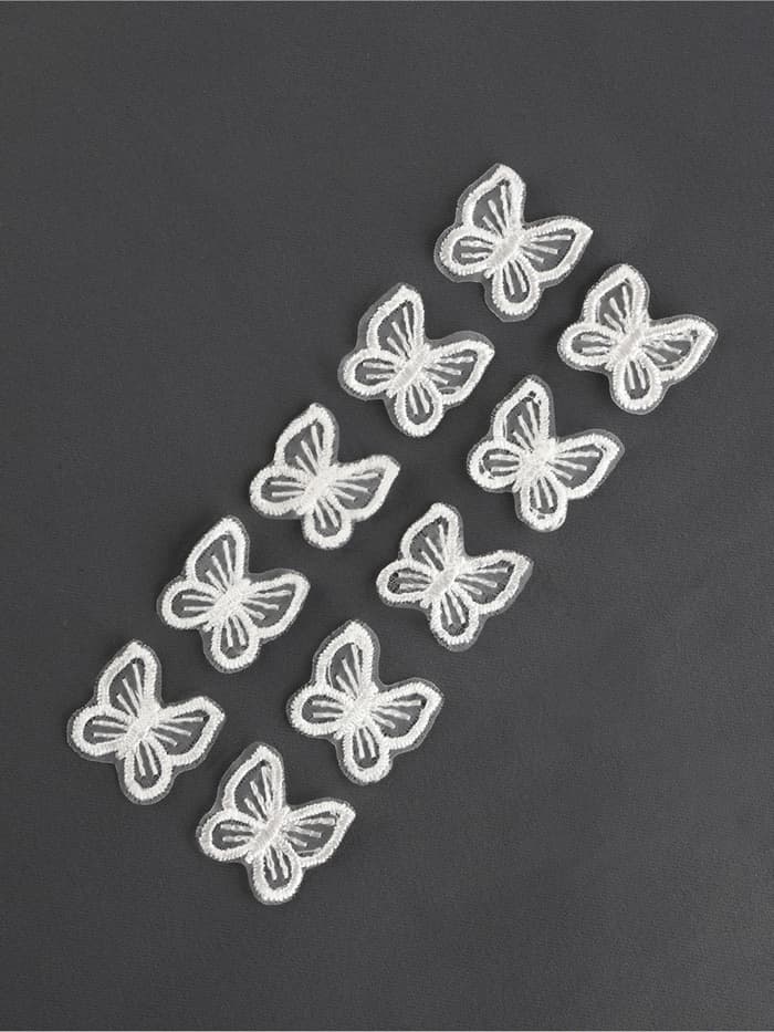 Аппликация для одежды «Бабочка», текстильная, 2.5×2.5 см, 10 шт., белая