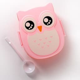 Ланч-бокс для еды с ложкой «Совушка», пластик, 2 отделения: 300 мл, 450 мл, в школу, розовый