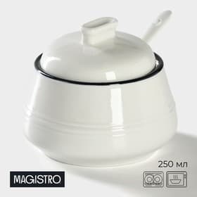 Сахарница с ложкой Magistro «Морской бриз», 250 мл, фарфор, белая