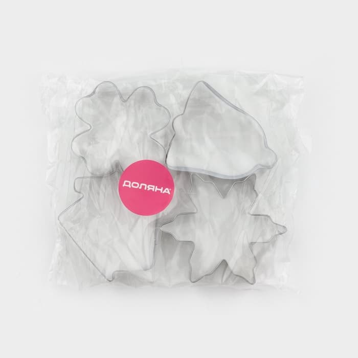 Набор форм для вырезания печенья Доляна «Снежинка. Домик. Колокольчик. Клевер», 4 шт.