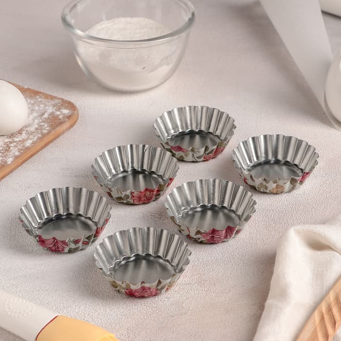 Набор форм для выпечки Доляна «Бутон. Розарий», 7×2 см, 6 шт., жесть