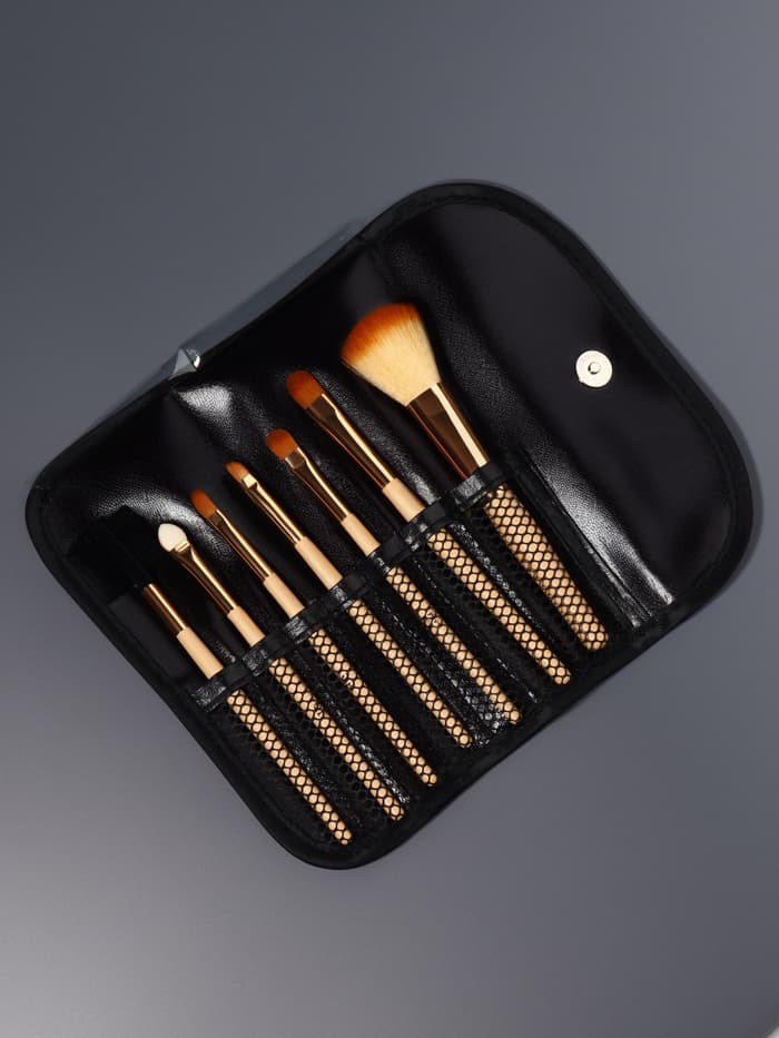 Набор кистей для макияжа PASTEL BLUSH, 7 шт., чехол на кнопке, бежевый