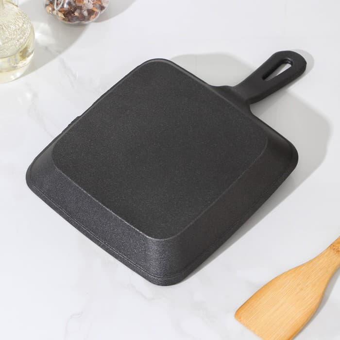 Сковорода - гриль «Квадрат. Гриль», 19×3 см, индукция, чугун, серая