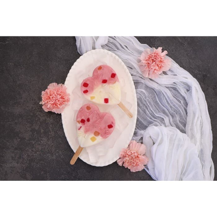 Форма для мороженого «Сердечко», силикон, 19.5×14×2.5 см, 2 ячейки (8.4×9 см), МИКС