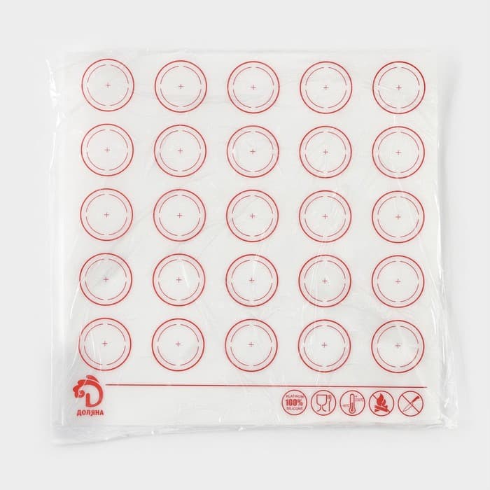 Коврик для выпечки армированный Доляна «Макарун», силикон, 27.5×27.5 см, белый