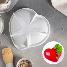Форма для муссовых десертов и выпечки Доляна «Сердце малое», силикон, 17.5×4.7 см, белая
