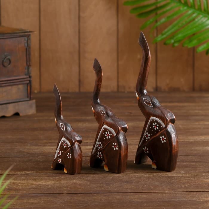 Набор сувенирный «Слоники», 3 шт., 22×3×22 см