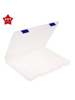 Папка для документов А4 Стамм, 230×305×23 мм, пластик, прозрачный корпус, синие защелки