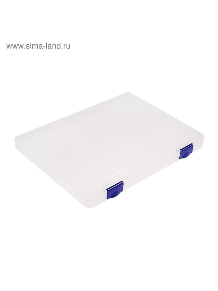 Папка для документов А4 Стамм, 230×305×23 мм, пластик, прозрачный корпус, синие защелки