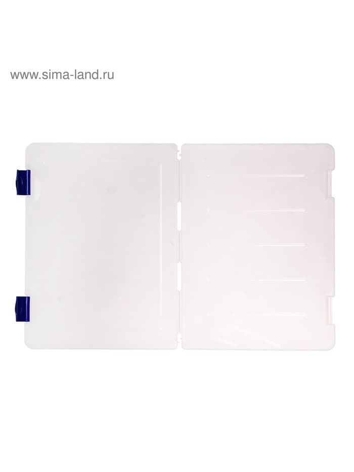 Папка для документов А4 Стамм, 230×305×23 мм, пластик, прозрачный корпус, синие защелки