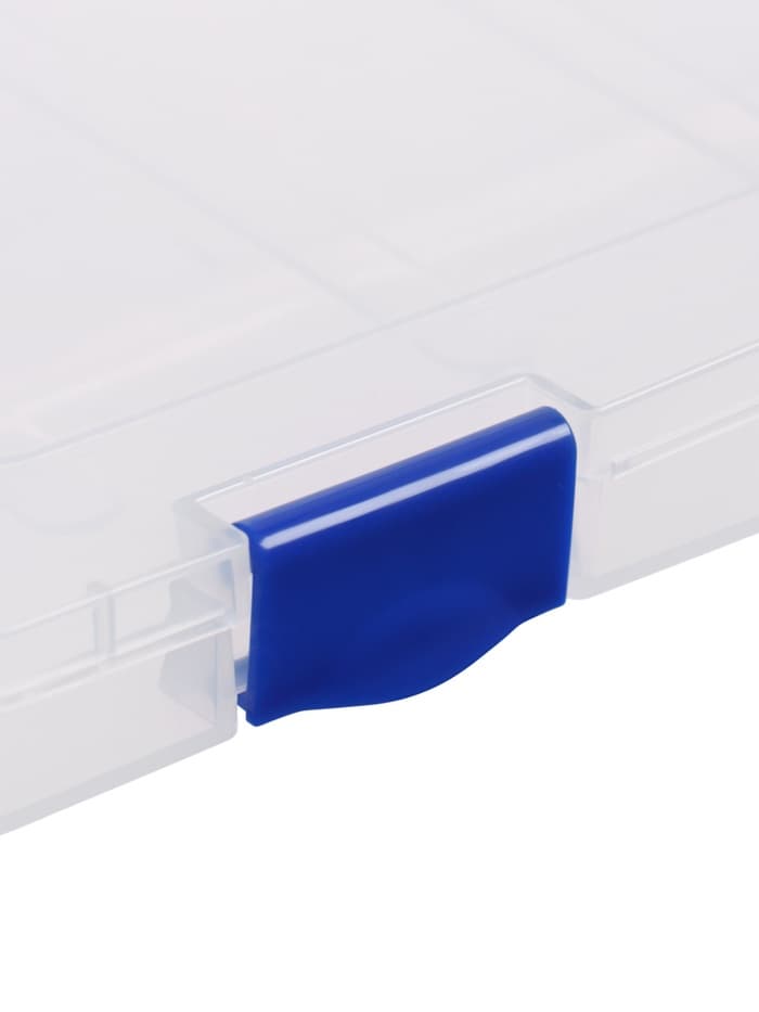 Папка для документов А4 Стамм, 230×305×23 мм, пластик, прозрачный корпус, синие защелки