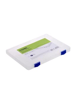 Папка для документов А4 Стамм, 230×305×23 мм, пластик, прозрачный корпус, синие защелки