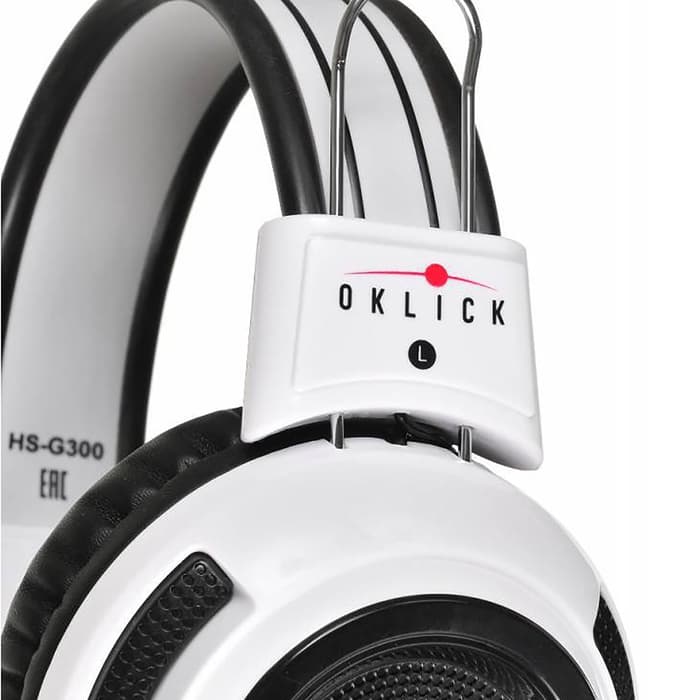 Наушники с микрофоном Oklick HS-G300 ARMAGEDDON, мониторные, оголовье, провод 2.3 м, белые