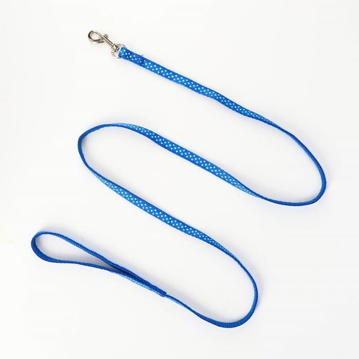 Комплект прошитый «Горошек», ширина 1 см, поводок 120 см, шлейка 23-35 см, синий