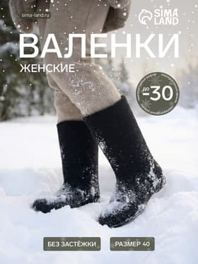Валенки женские, размер 40 (28), чёрные