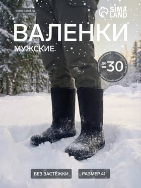 Валенки мужские, цвет чёрный, размер 41 (29)