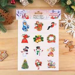 Наклейки на окна «Новогодние» 12 наклеек в наборе, 9×9 см