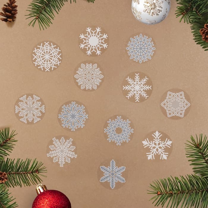 Наклейки на окна новогодние «Снежинки», 12 шт., 9×9 см