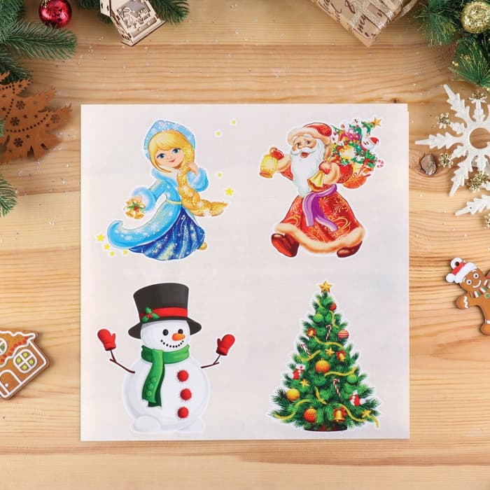 Наклейки на окна «Новогодний» 4 наклейки в наборе, 14×16 см