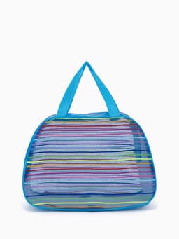 Косметичка-сумка на молнии в сетку, большая, с ручками, в полоску, МИКС