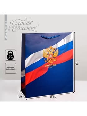 Пакет подарочный, упаковка, «Россия», 25×32×12 см