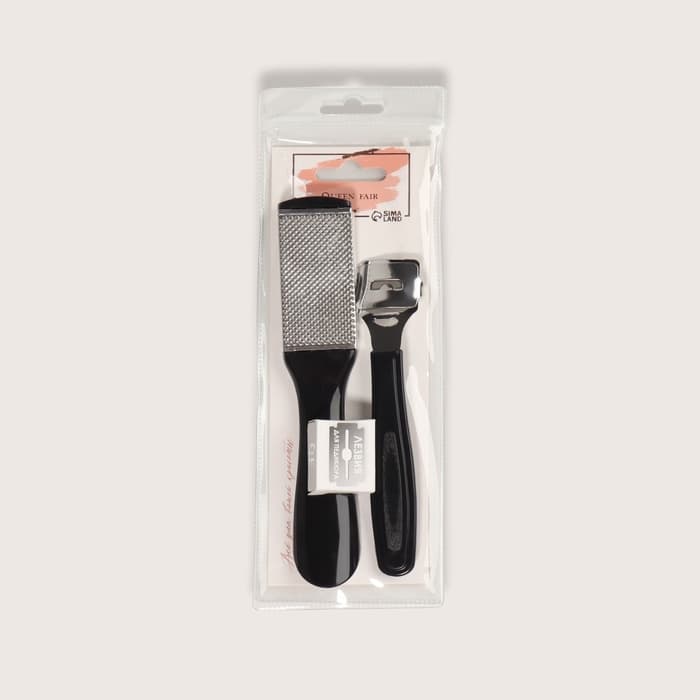 Набор для педикюра, 3 предмета, на блистере, чёрный