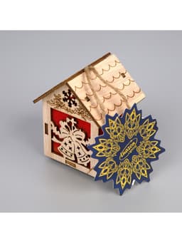 Ёлочная игрушка «Домик с колокольчиками», 8×5×6 см, 1 LED, от батареек, свечение тёплое белое