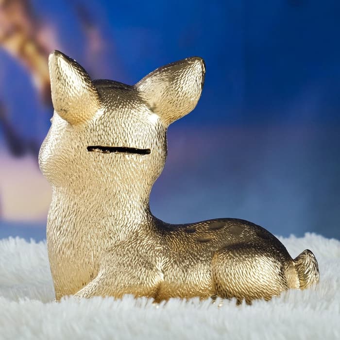 Копилка для денег «Олененок», гипс, под золото, 17×10×18 см