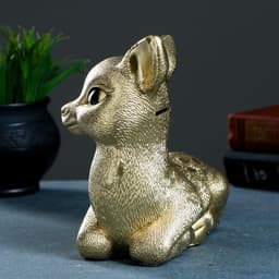 Копилка для денег «Олененок», гипс, под золото, 17×10×18 см