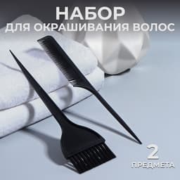 Набор для окрашивания, кисть и расчёска, 2 предмета, чёрный