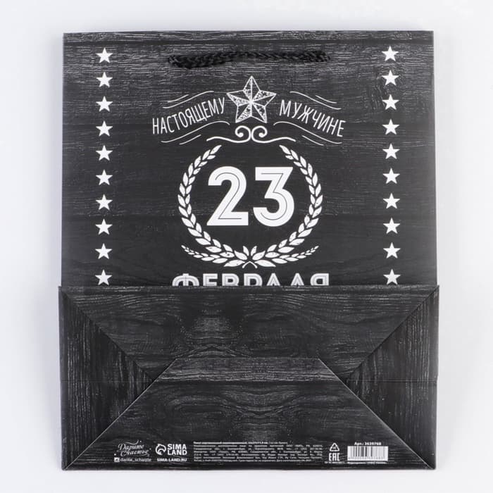 Пакет подарочный ламинированный, упаковка, «С 23 февраля», ML 23×27×11.5 см