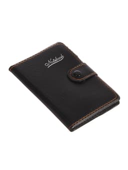 Записная книжка А7, 65 листов, с ручкой, обложка ПВХ, на кнопке, чёрная