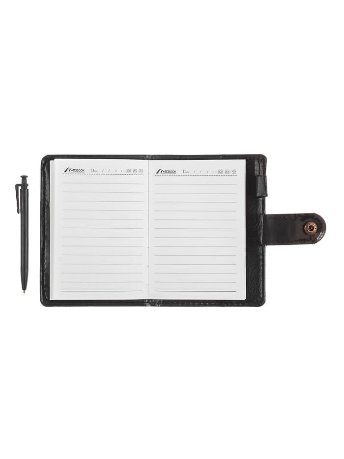 Записная книжка А7, 65 листов, с ручкой, обложка ПВХ, на кнопке, чёрная