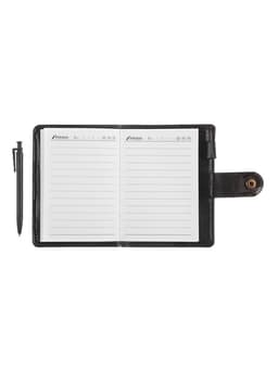 Записная книжка А7, 65 листов, с ручкой, обложка ПВХ, на кнопке, чёрная