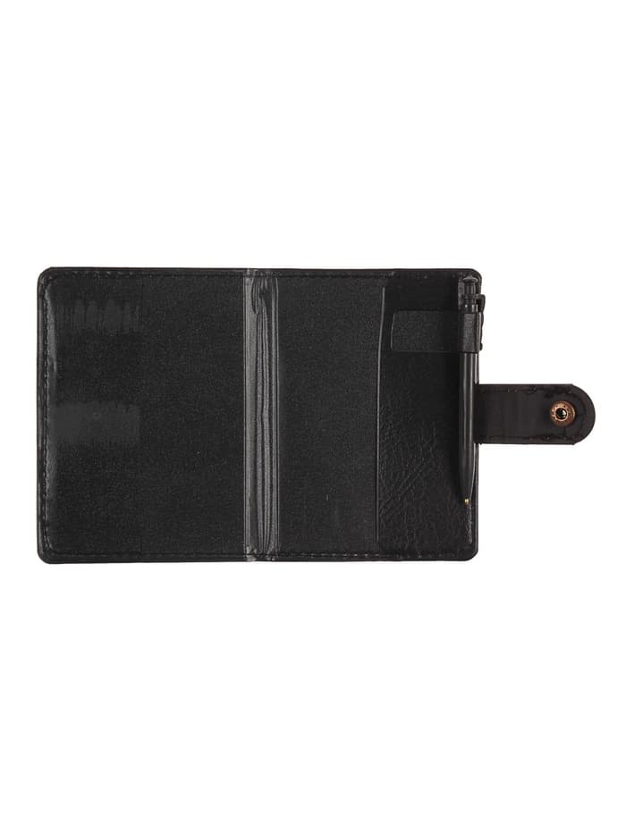 Записная книжка А7, 65 листов, с ручкой, обложка ПВХ, на кнопке, чёрная