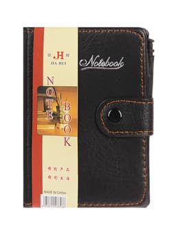 Записная книжка А7, 65 листов, с ручкой, обложка ПВХ, на кнопке, чёрная