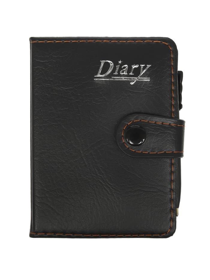 Записная книжка А7, 65 листов, с ручкой, обложка ПВХ, на кнопке, чёрная