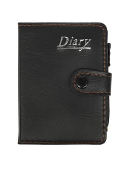 Записная книжка А7, 65 листов, с ручкой, обложка ПВХ, на кнопке, чёрная