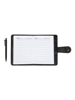 Записная книжка А7, 65 листов, с ручкой, обложка ПВХ, на кнопке, чёрная
