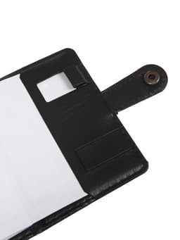 Записная книжка А7, 65 листов, с ручкой, обложка ПВХ, на кнопке, чёрная